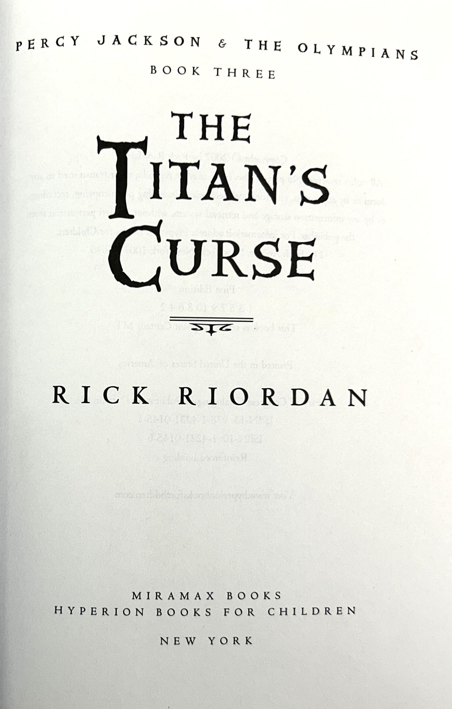 Set of 5 Percy Jackson & the Olympians by Rick Riordan 2005-2009 Early Prints/1st Editions