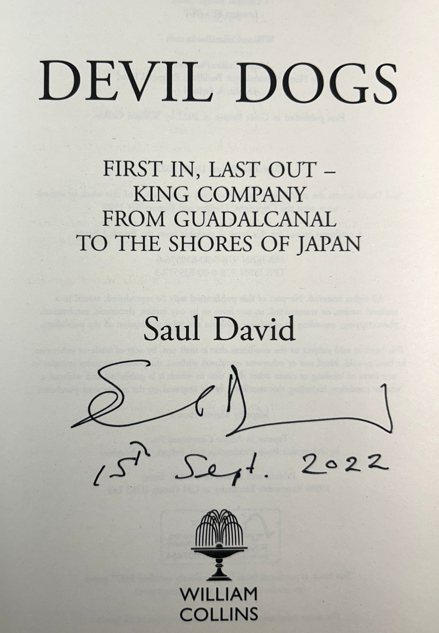 Devil Dogs by Saul David 2022 SIGNED 1st UK Edition