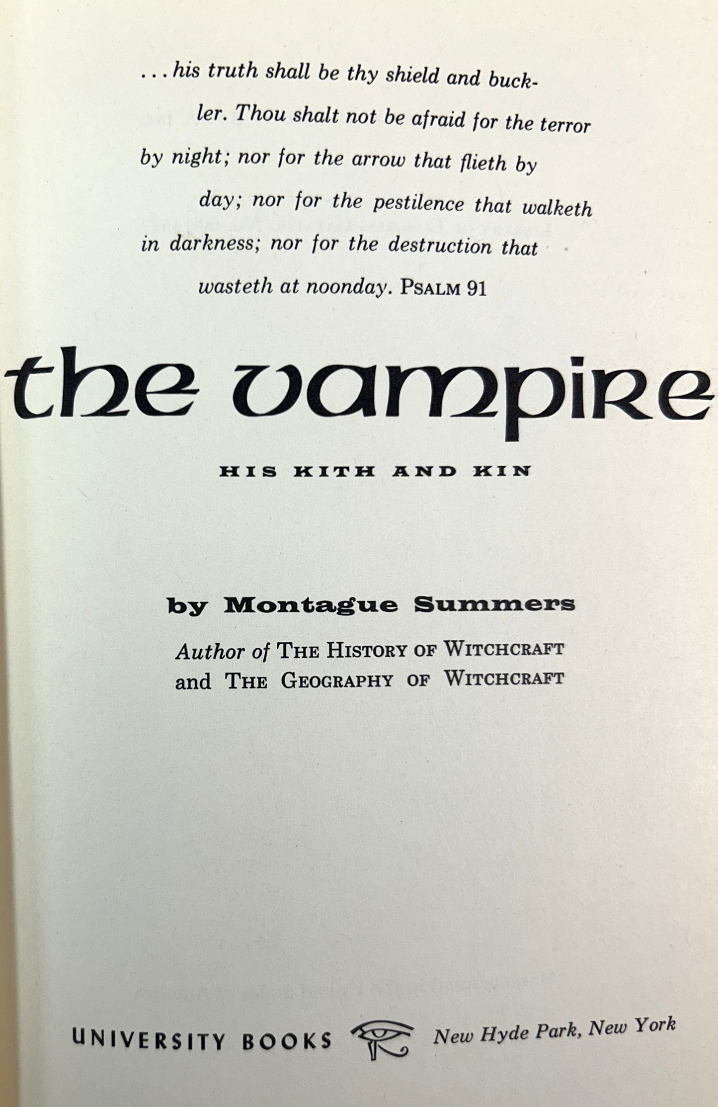 The Vampire: His Kith an Kin by Montague Summers 1960