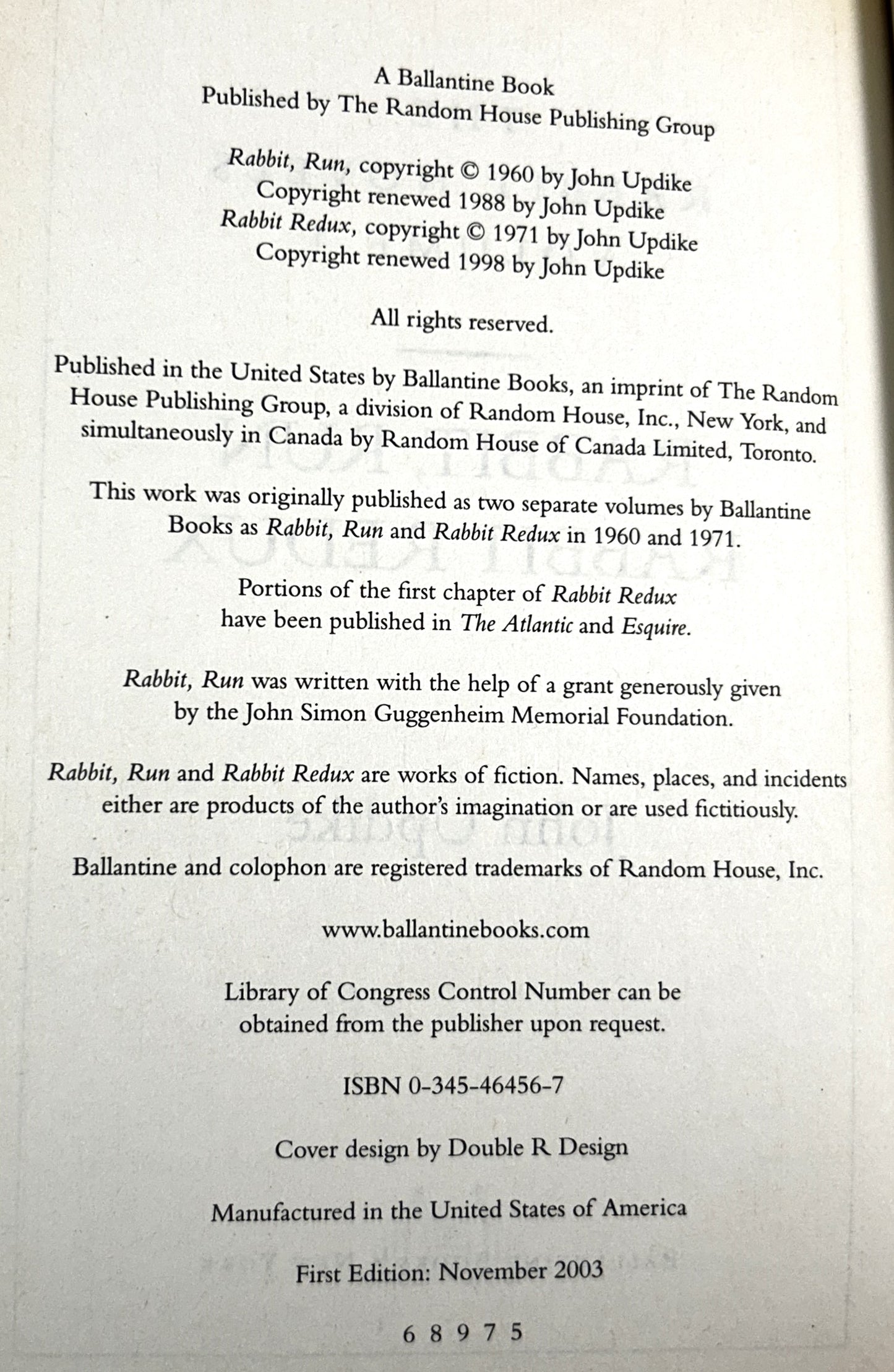 Set of 2 The Rabbits Novels by John Updike 2003