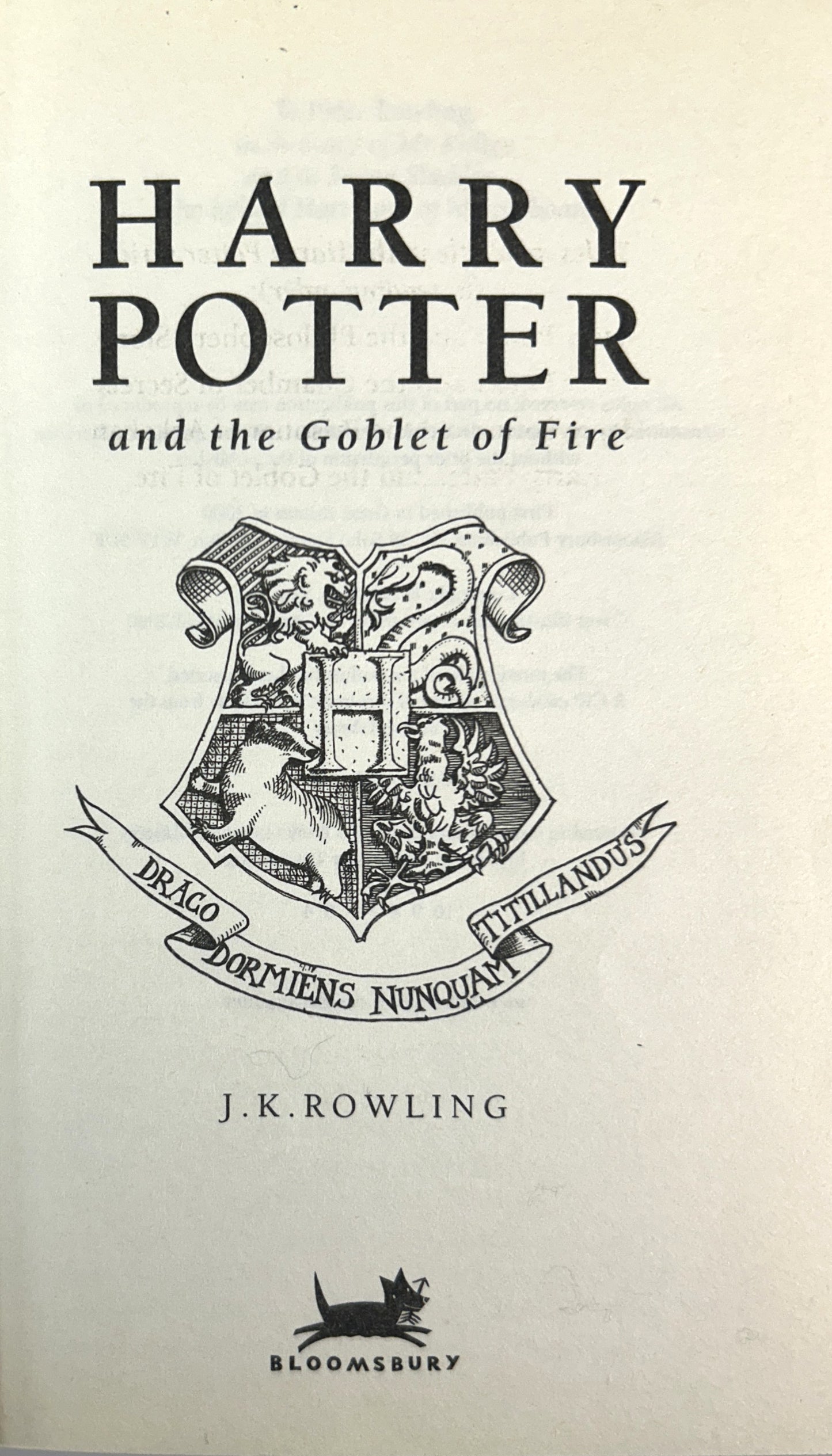 Harry Potter & the Goblet of Fire by JK Rowling 2000 4th UK Printing