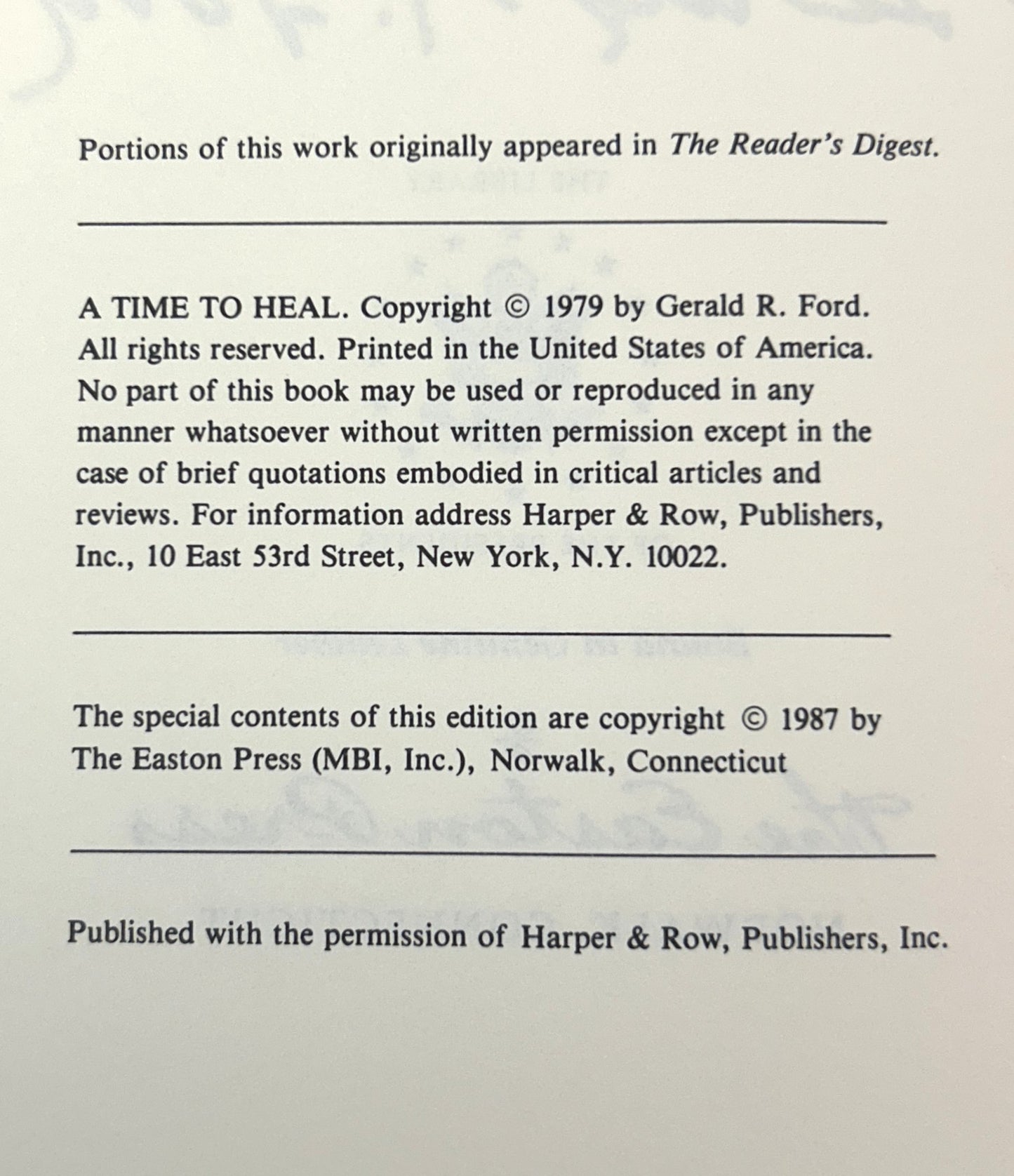 Easton Press: A Time to Heal: The Autobiography of Gerald Ford 1987 SIGNED