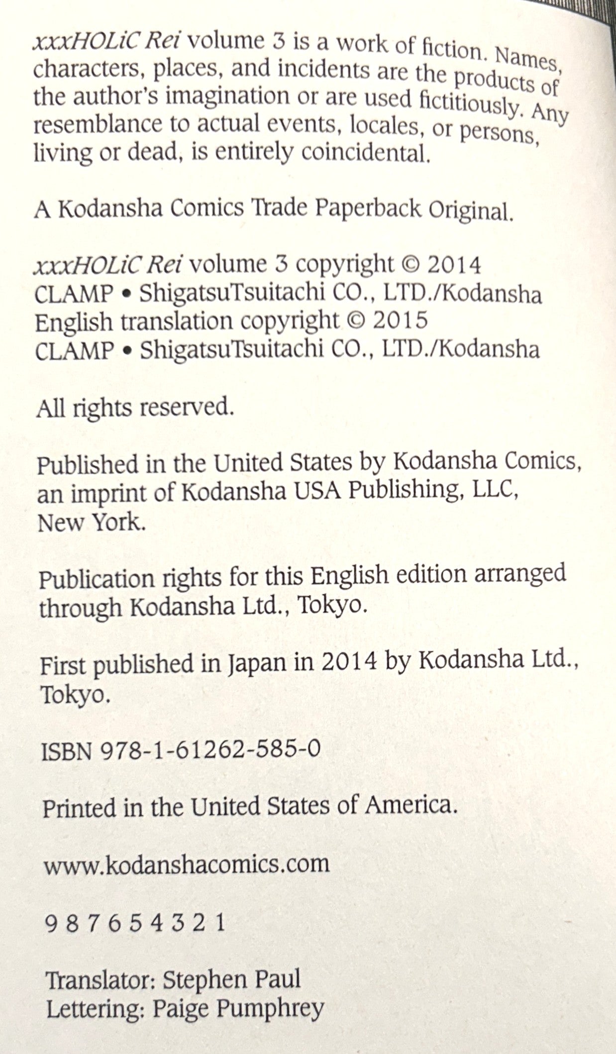 Set of 3 Xxxholic Rei (#2-#4) by Kodansha Comics 2014-2016 Manga 1st Printings