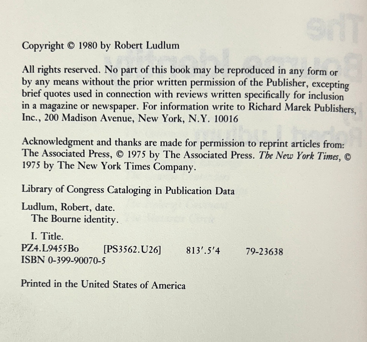 The Bourne Identity by Robert Ludlum 1980 SIGNED 1st Ed w/ Bourne Supremacy 2nd