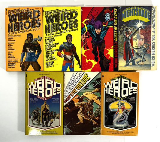 Set of 7 Weird Heroes by Byron Preiss 1975-1977