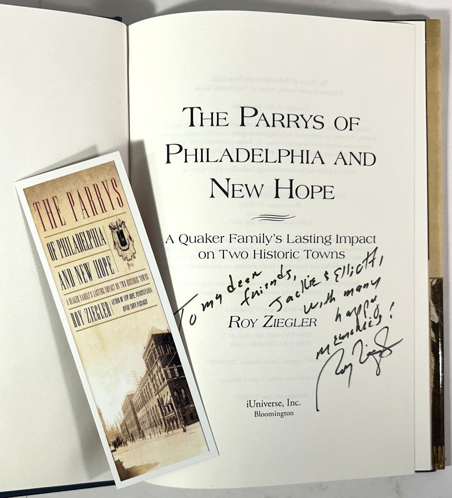 The Parrys of Philadelphia & New Hope by Roy Ziegler 2011 INSCRIBED + SIGNED