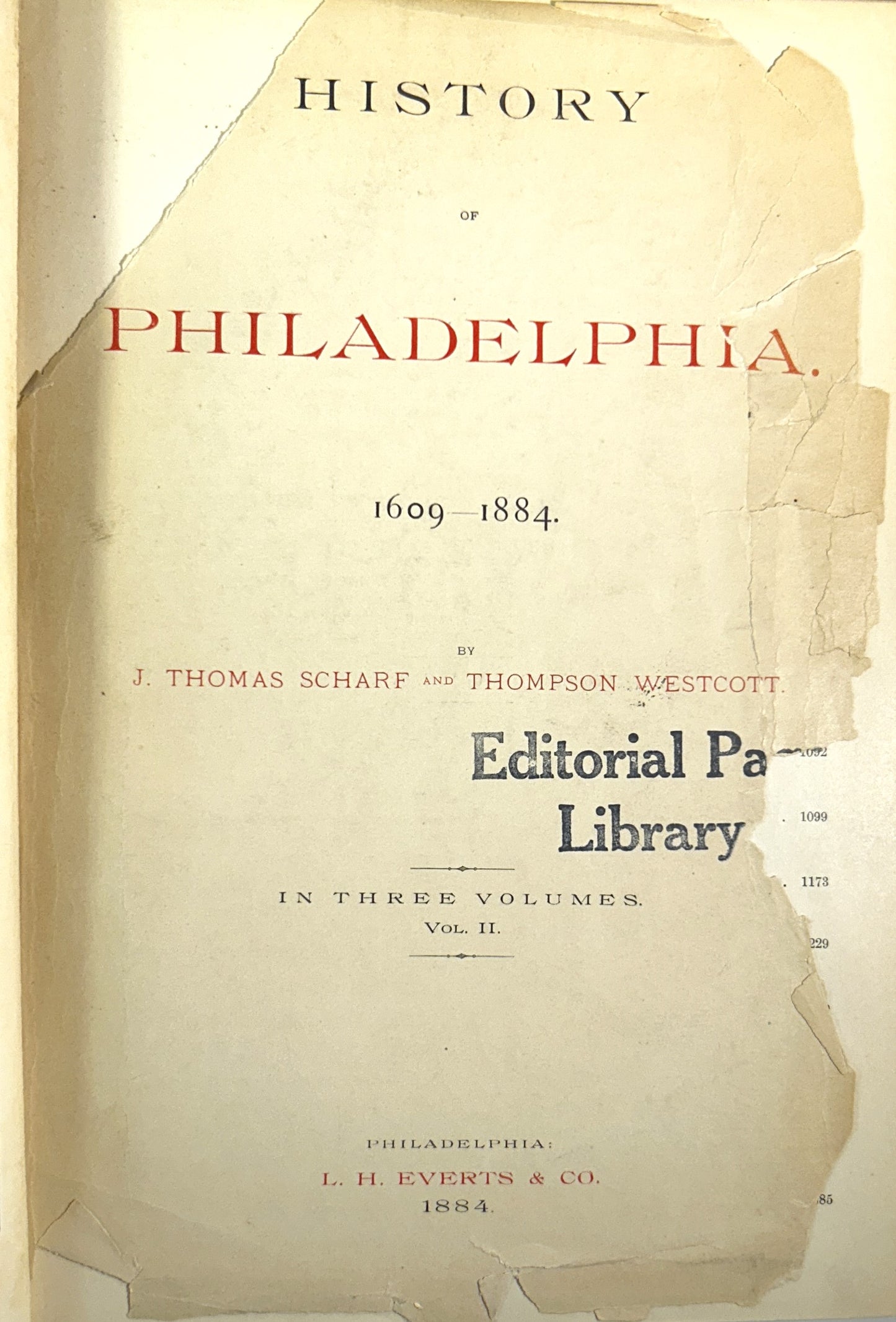 History of Philadelphia Scharf & Westcott 3 Vol Set Antique 1884 REBOUND Hardcovers