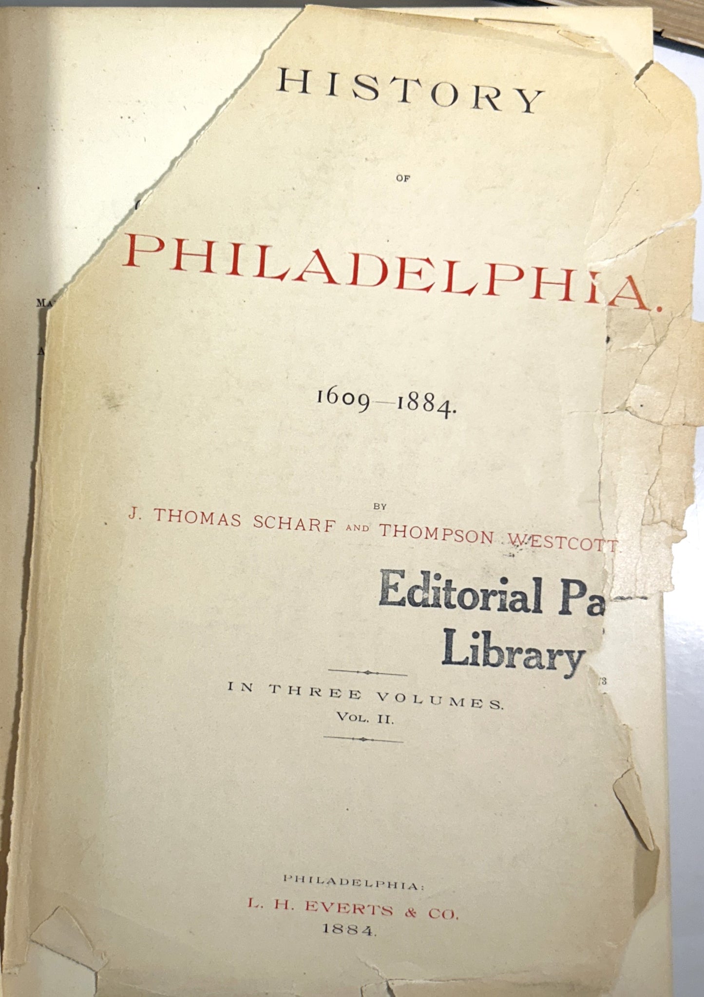 History of Philadelphia Scharf & Westcott 3 Vol Set Antique 1884 REBOUND Hardcovers