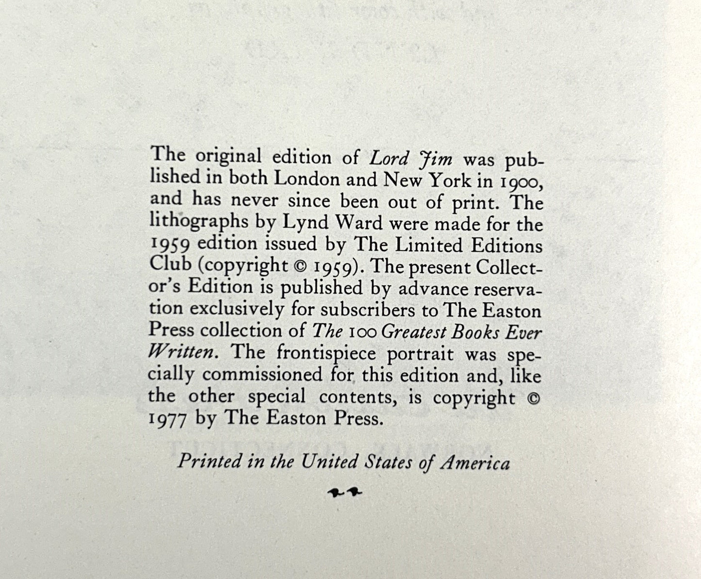 Easton Press: Lord Jim by Joseph Conrad 1977