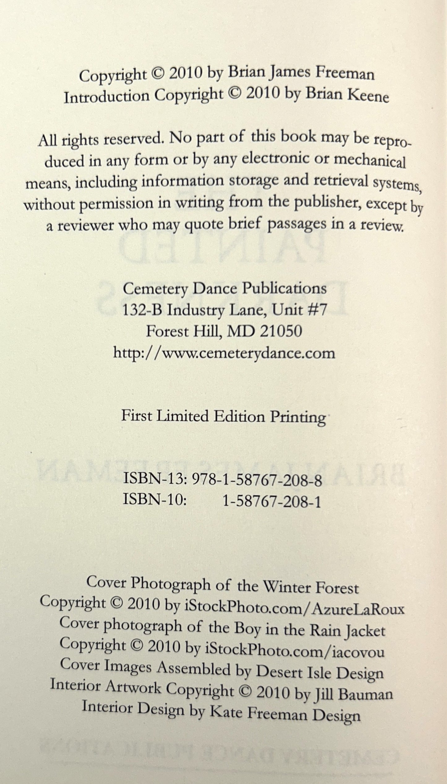 The Painted Darkness by Brian James Freeman 2010 SIGNED Limited Edition #44/750