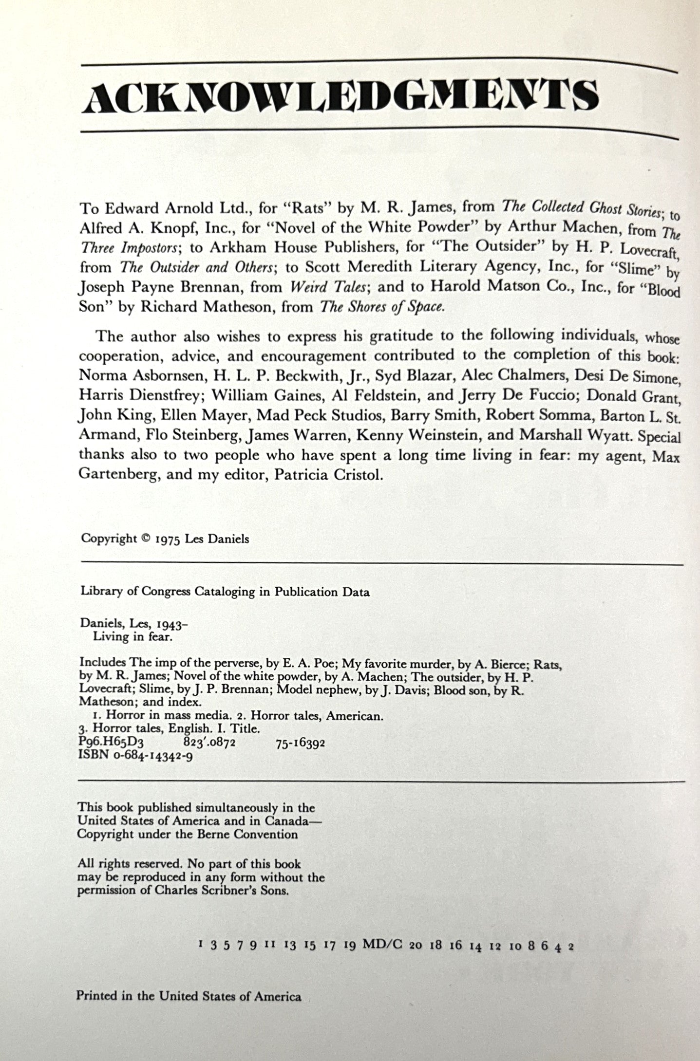 Living in Fear: A History of Horror in the Mass Media by Les Daniels 1975