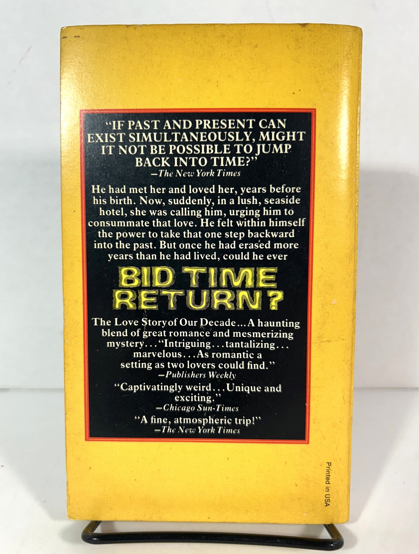 Bid Time Return by Richard Matheson 1975 1st Printing