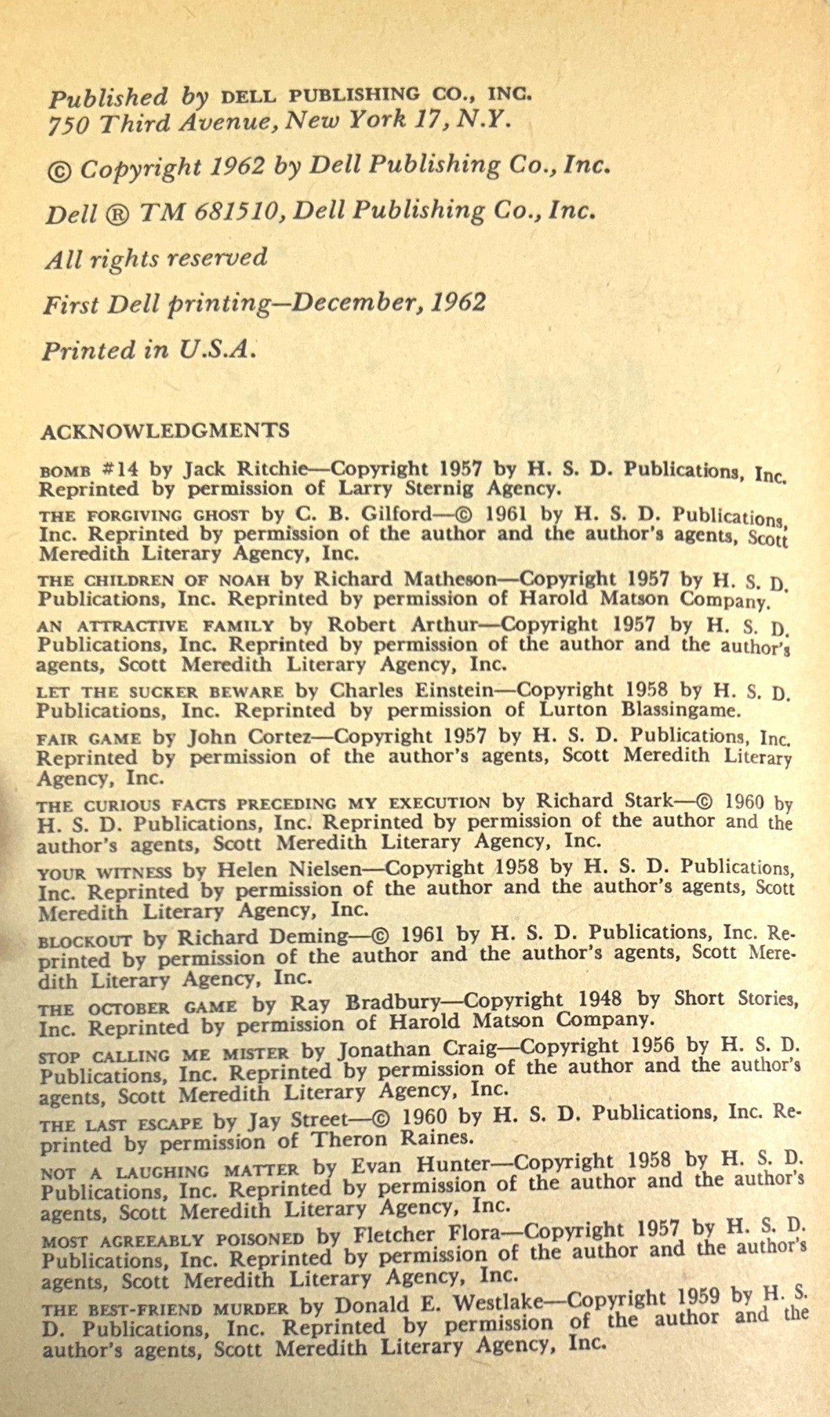 Set of 5 Alfred Hitchcock Presents 1962-1974 1st Printings