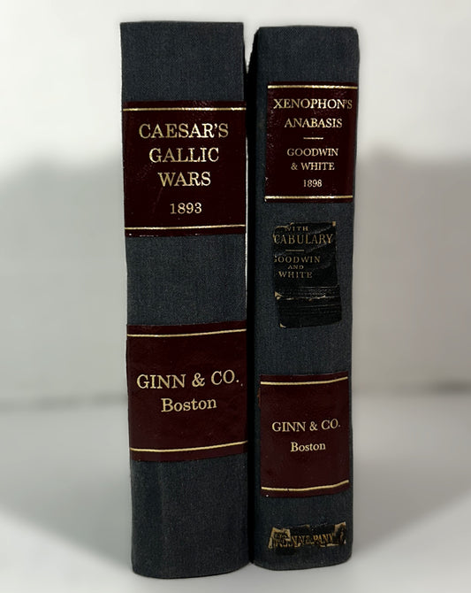 Set of 2 Ginn & Co. Volumes: Caesar's Gallic Wars 1893 and Xenophon's Anabasis circa 1880s