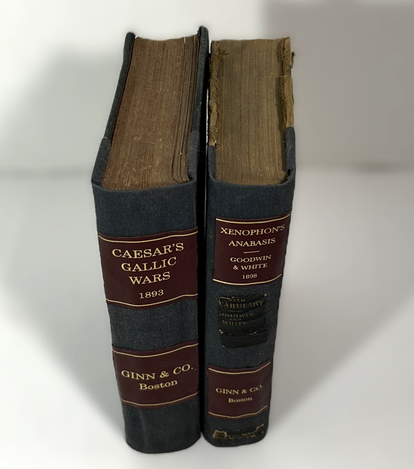 Set of 2 Ginn & Co. Volumes: Caesar's Gallic Wars 1893 and Xenophon's Anabasis circa 1880s