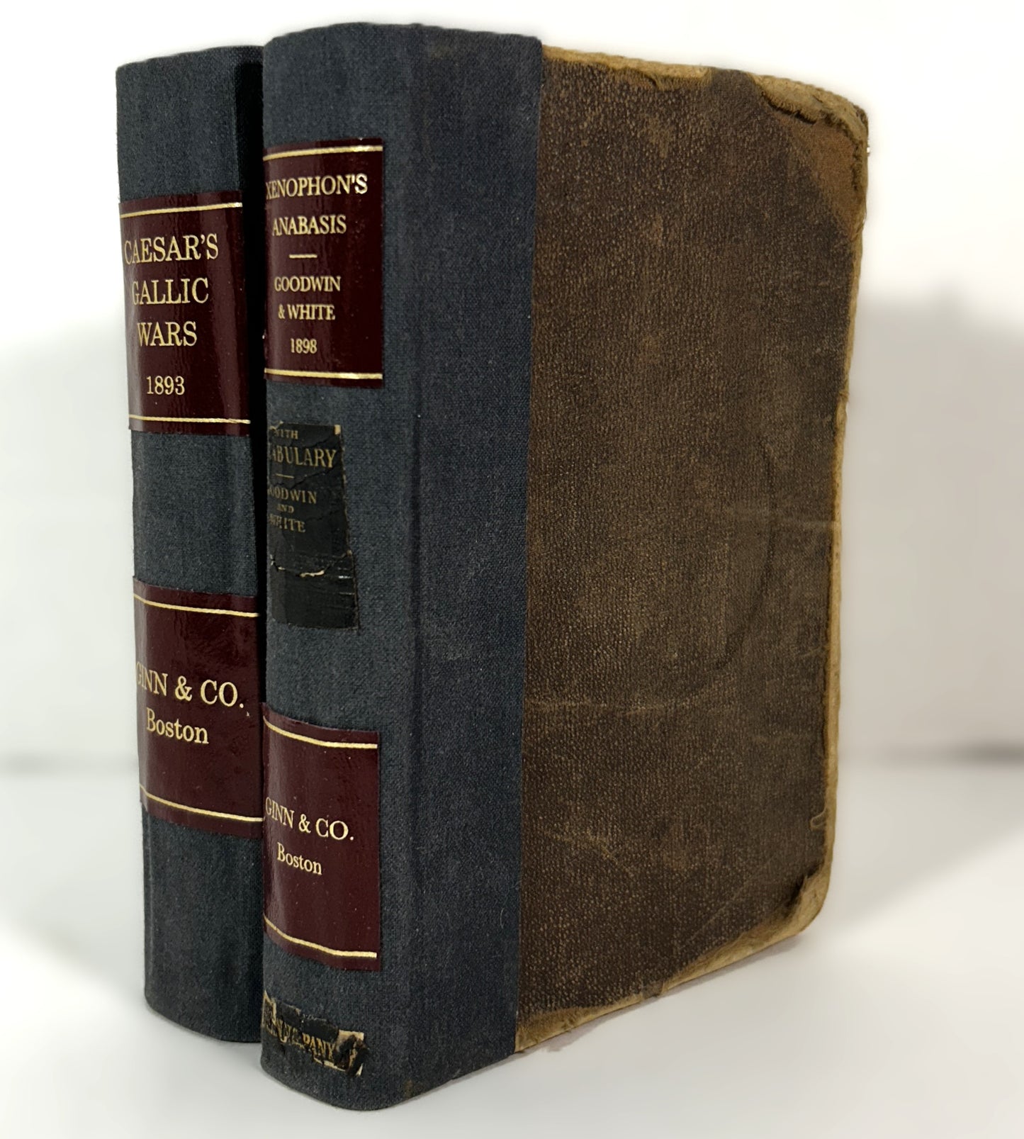 Set of 2 Ginn & Co. Volumes: Caesar's Gallic Wars 1893 and Xenophon's Anabasis circa 1880s