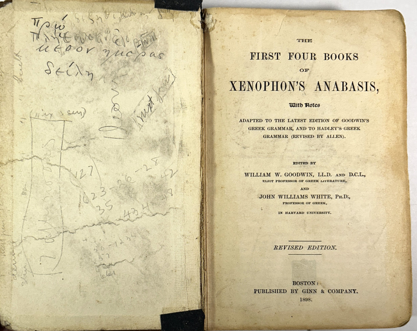 Set of 2 Ginn & Co. Volumes: Caesar's Gallic Wars 1893 and Xenophon's Anabasis circa 1880s