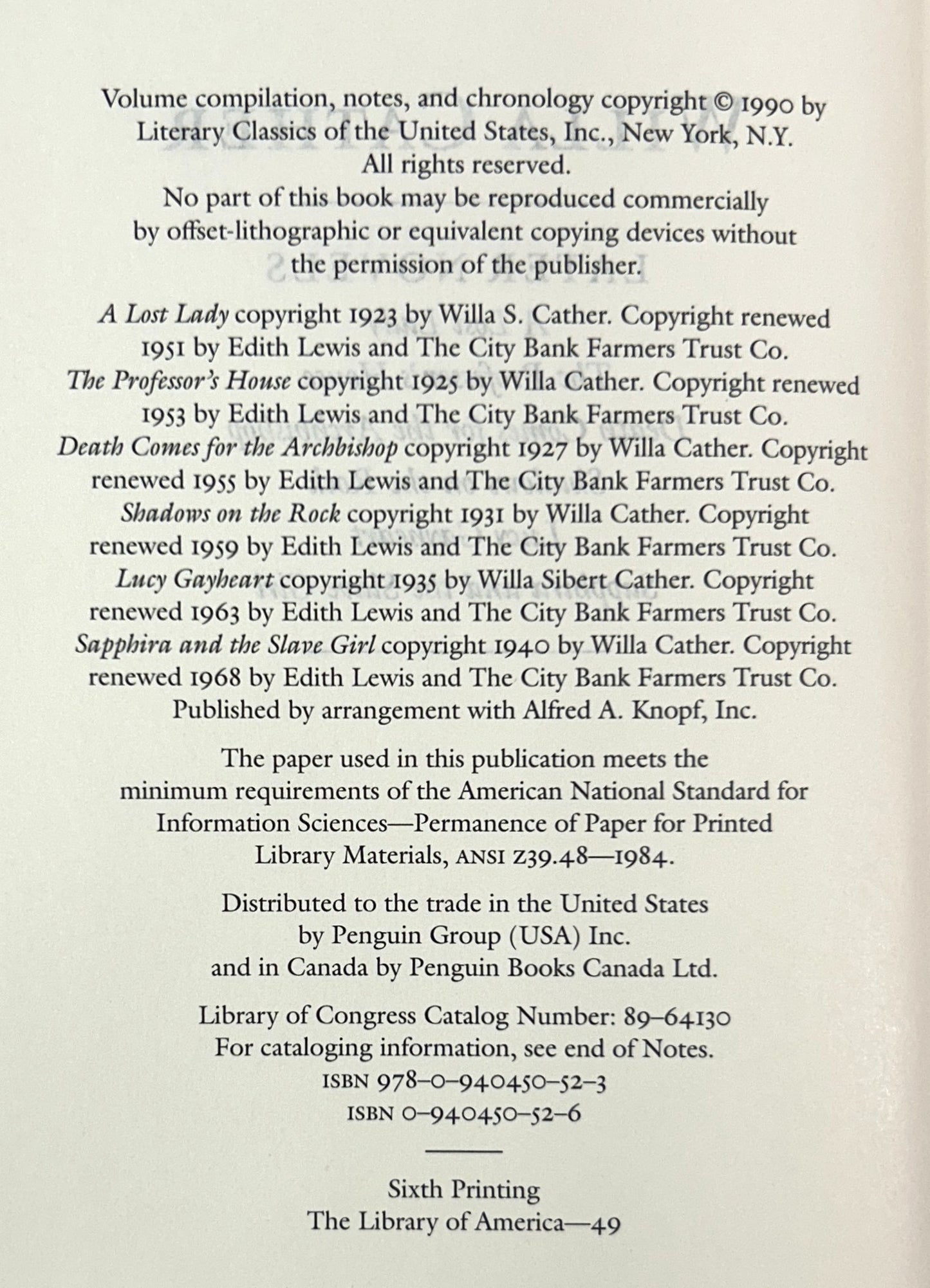 Library of America: Set of 3 Willa Cather 1987-1992