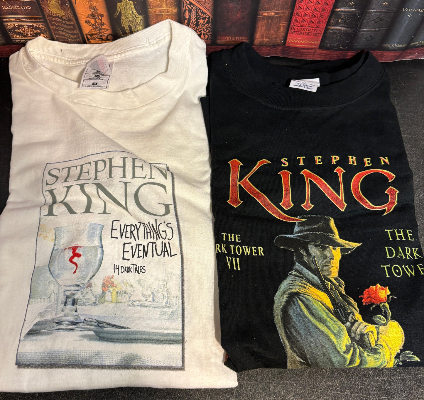 Two Stephen King Promotional T-Shirts; Dark Tower & Everything's Eventual