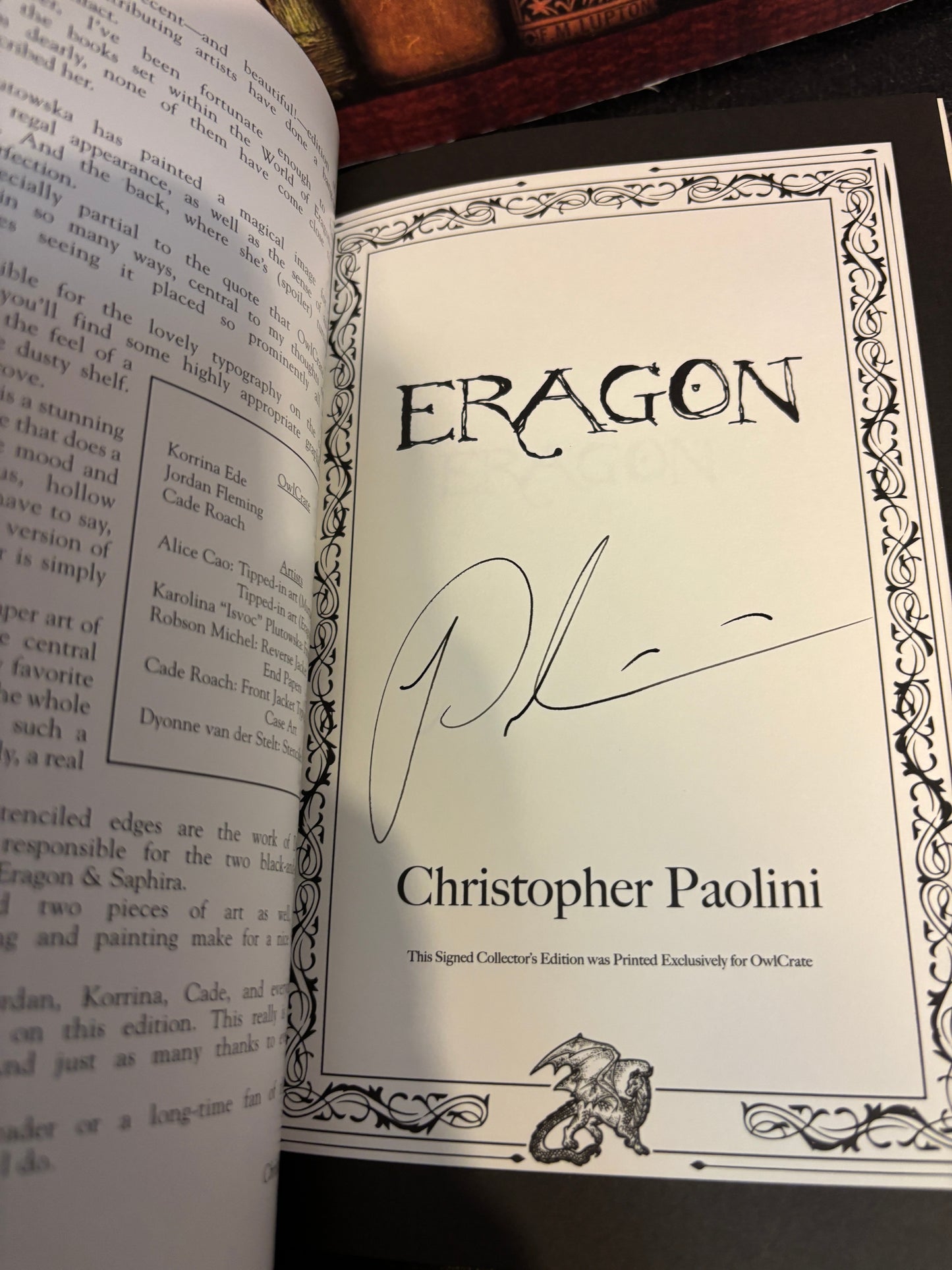 Eragon by Christopher Paolini SIGNED Owlcrate Exclusive w/ Sprayed Edges