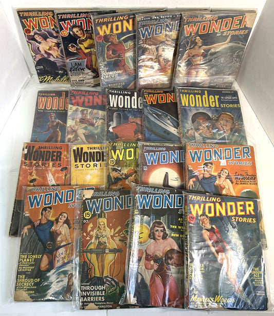 Lot of 19 Thrilling Wonder Stories 1940s-1950s Magazines