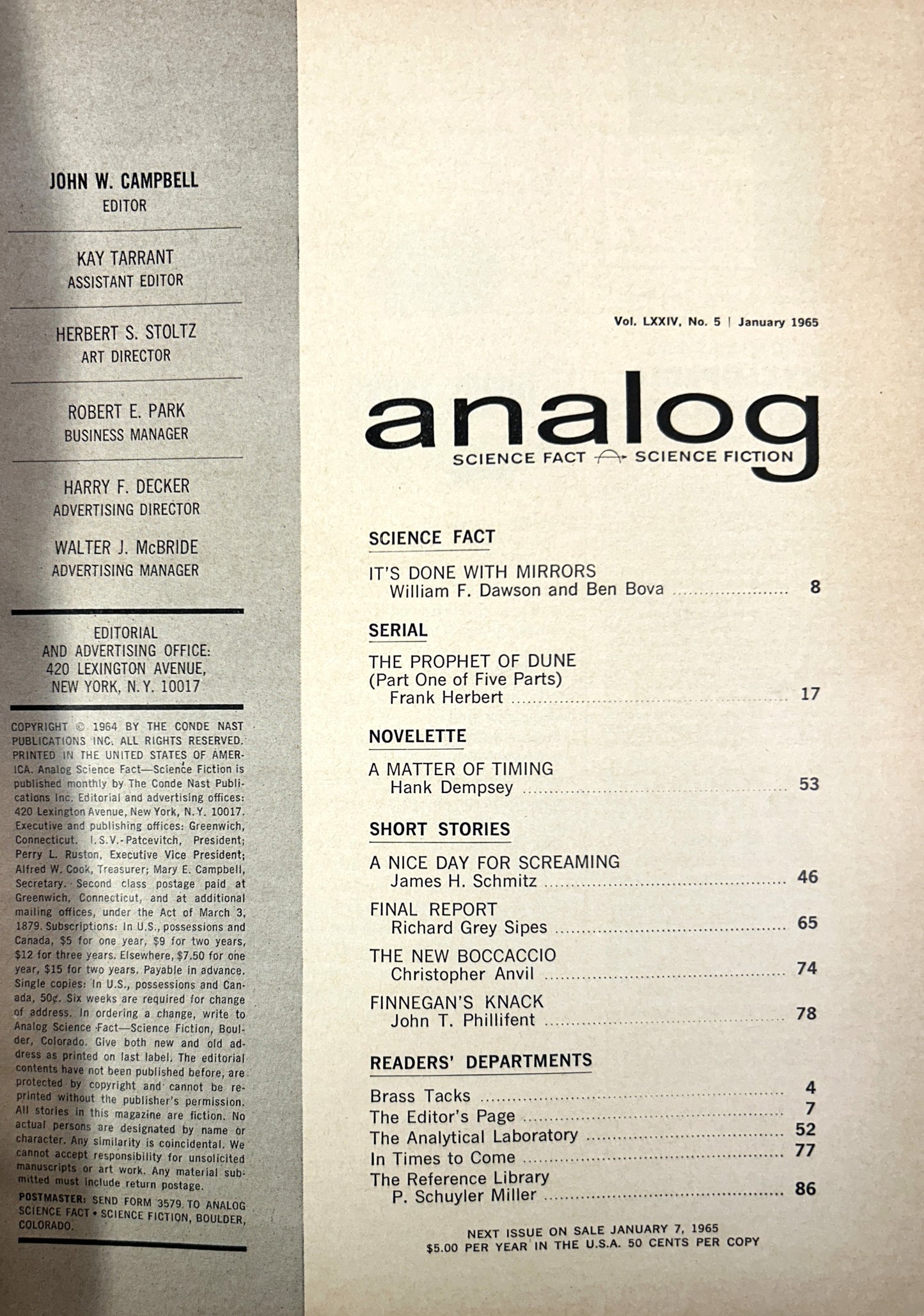 Set of 3 Analog 1965 Dune Editions