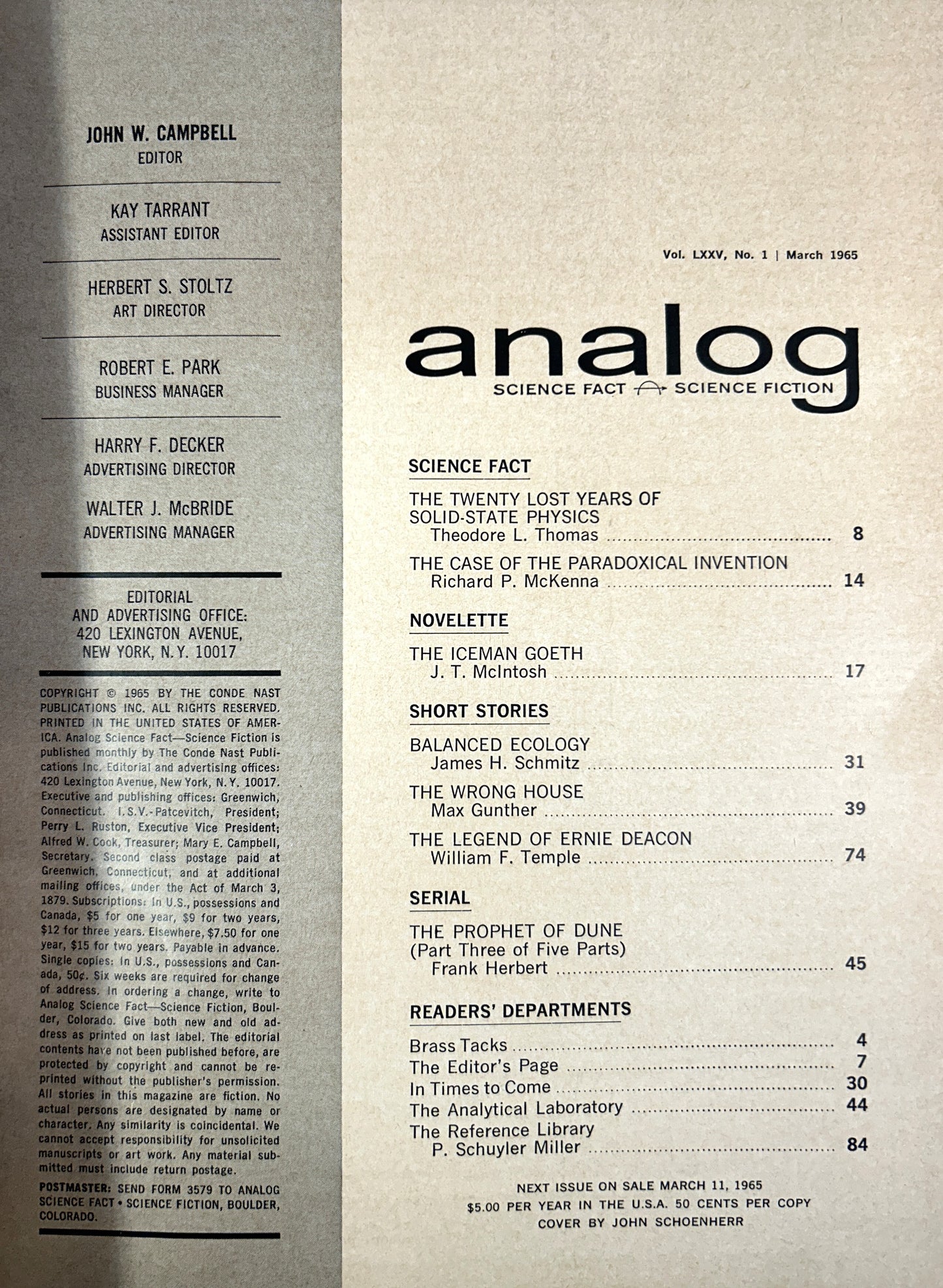 Set of 3 Analog 1965 Dune Editions