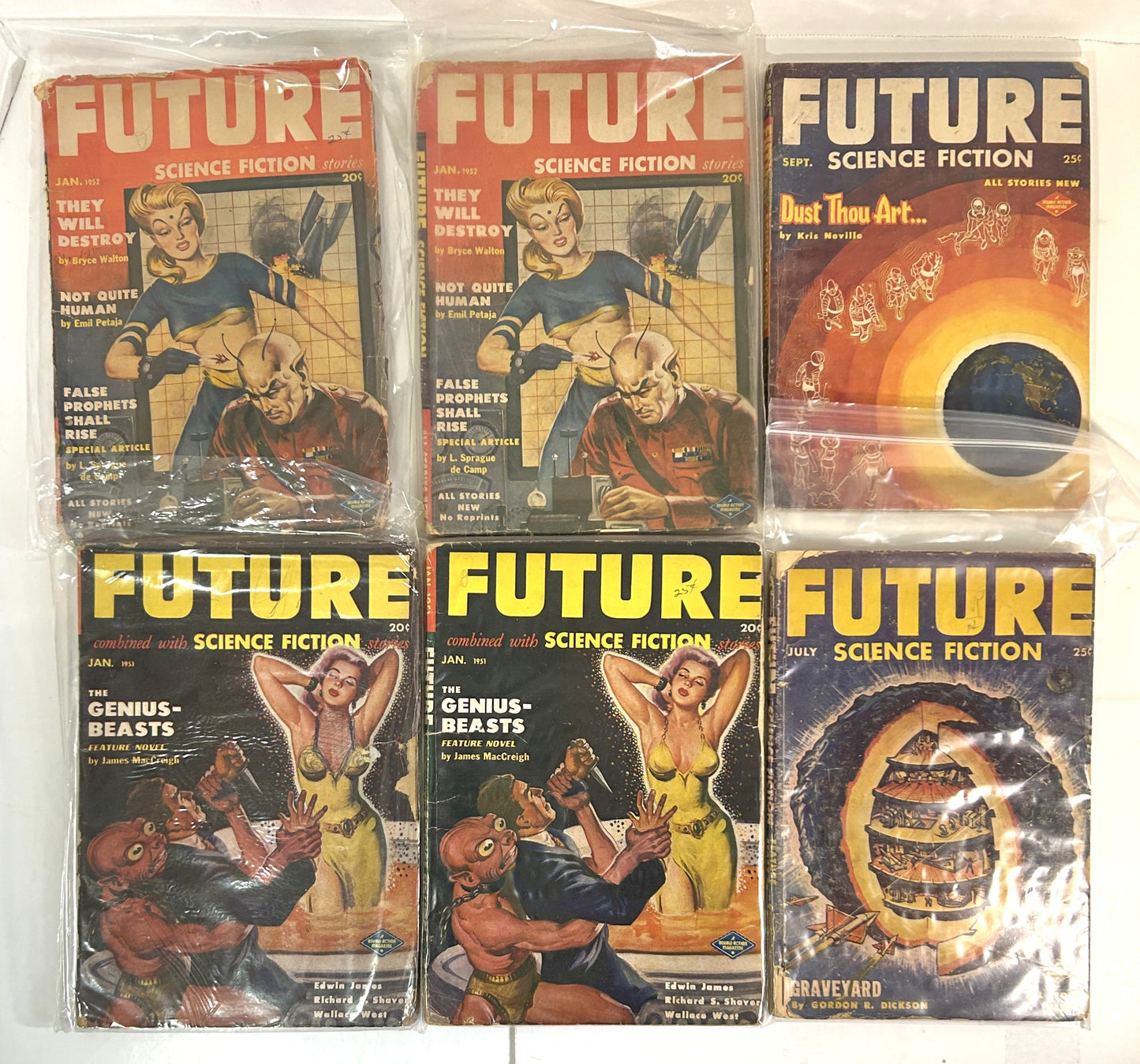 Lot of 6 Future: Science Fiction Stories 1950s Magazines