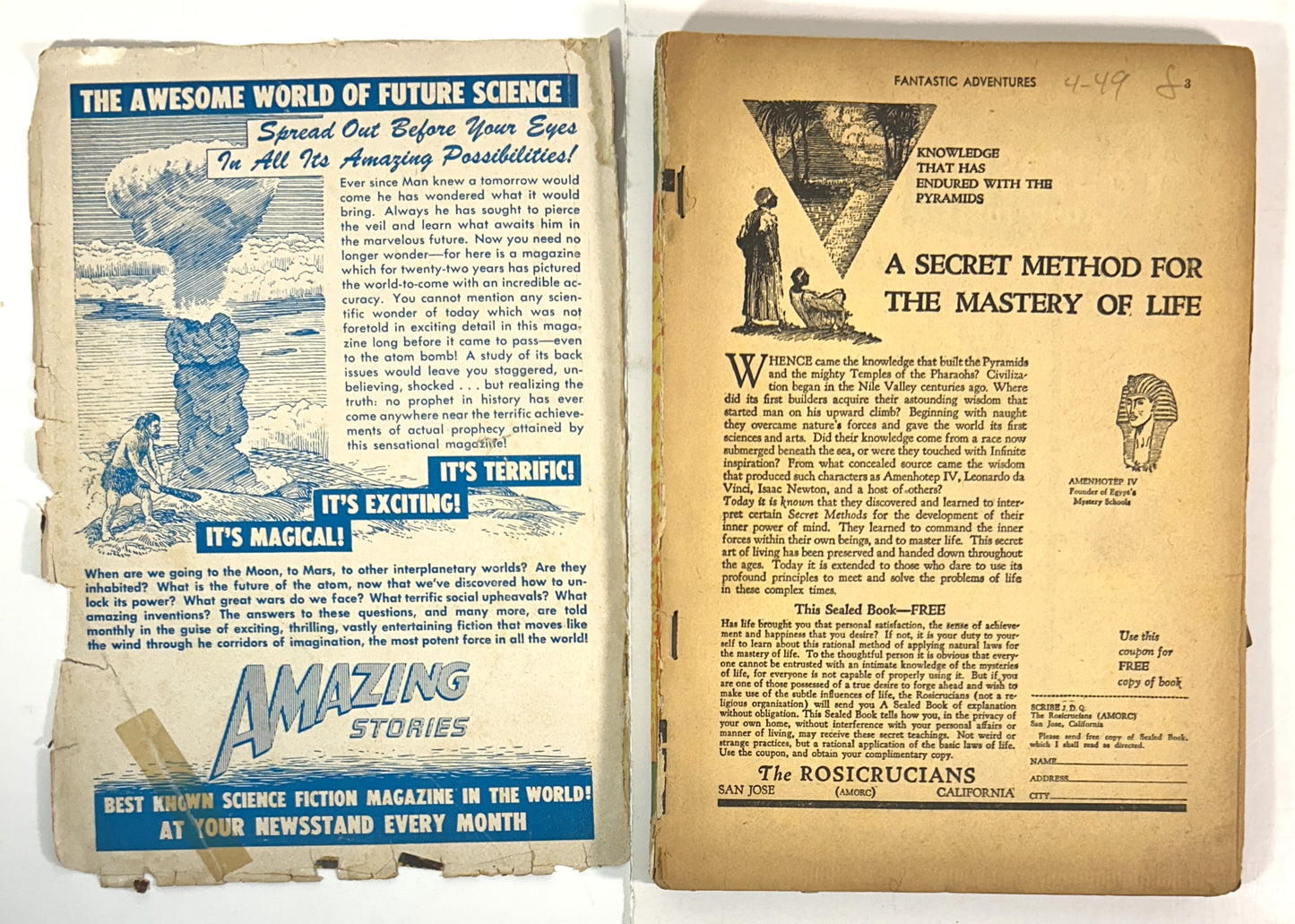 Fantastic Adventures April 1949 Vol 11 No 4 Magazine