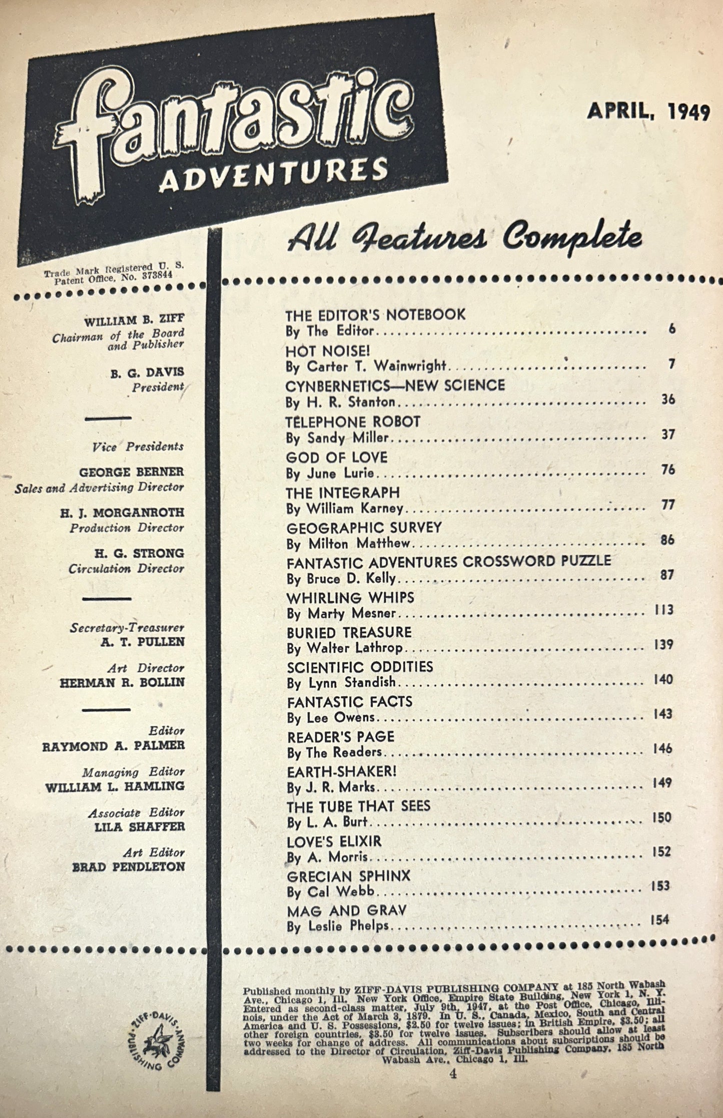 Fantastic Adventures April 1949 Vol 11 No 4 Magazine