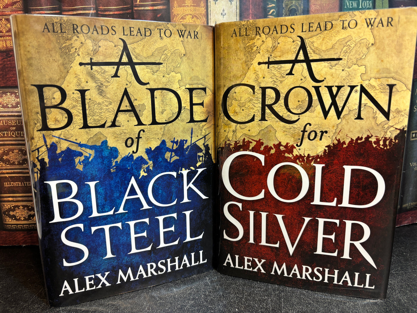A Crown of Cold Silver & A Blade of Black Steel by Alex Marshall SIGNED 1st Editions
