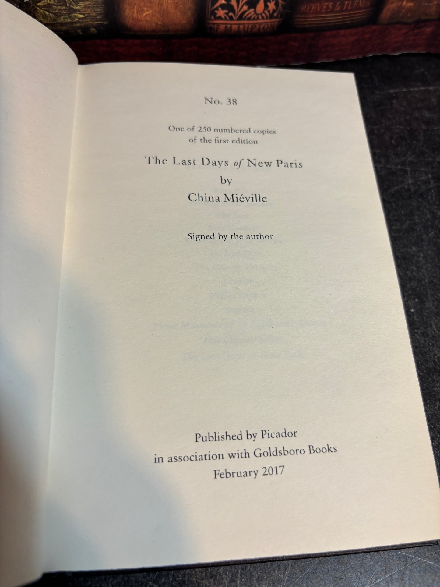 The Last Days of New Paris by China Mieville SIGNED & Numbered 1st Edition