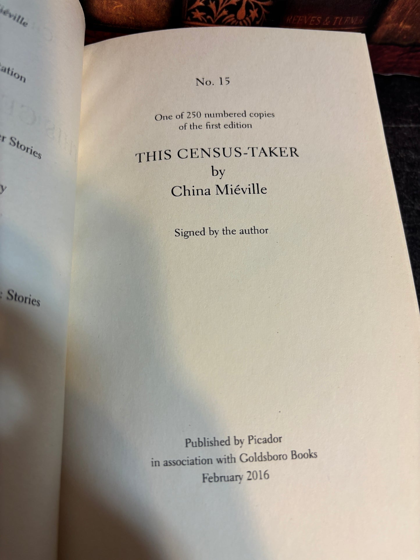 This Census-Taker by China Mieville SIGNED & Numbered 1st Edition