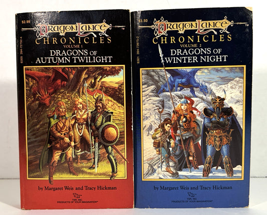Dragonlance: Set of 2 Chronicles by Margaret Weis & Tracy Hickman 1984-1985 1st Printings