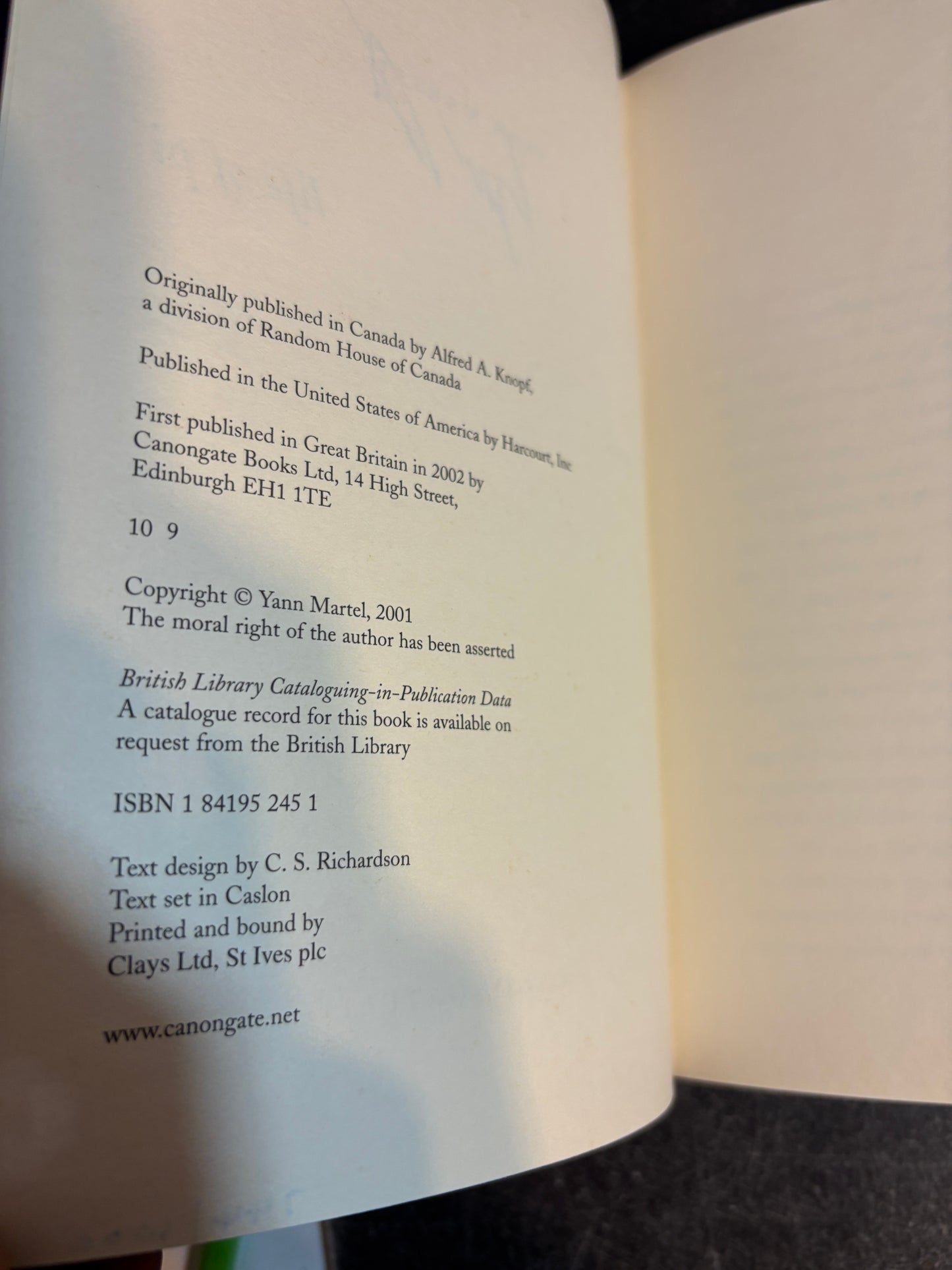 Life of Pi by Yann Martel SIGNED & Numbered #744/1000 Edition