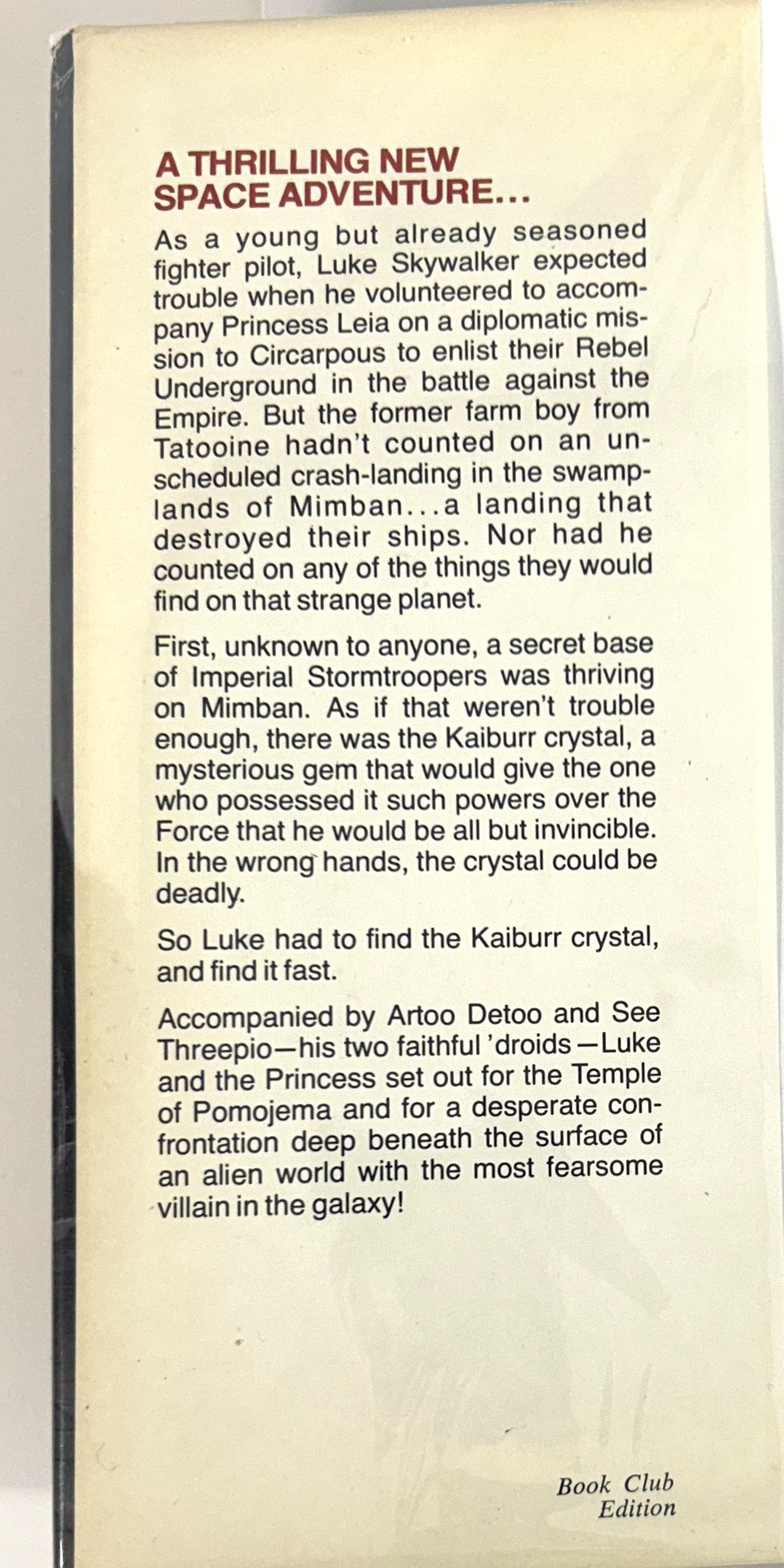 Splinter of the Mind's Eye by Alan Dean Foster 1978 Book Club Edition