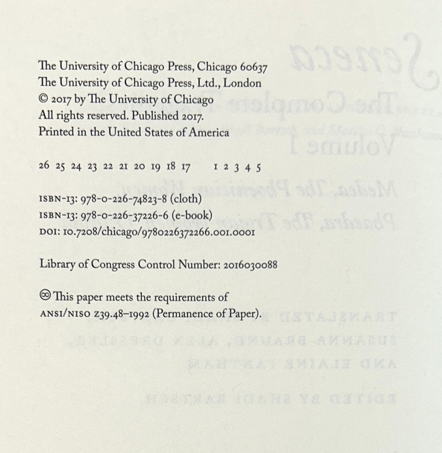 Set of 2 Complete Tragedies by Lucius Annaeus Seneca 2017