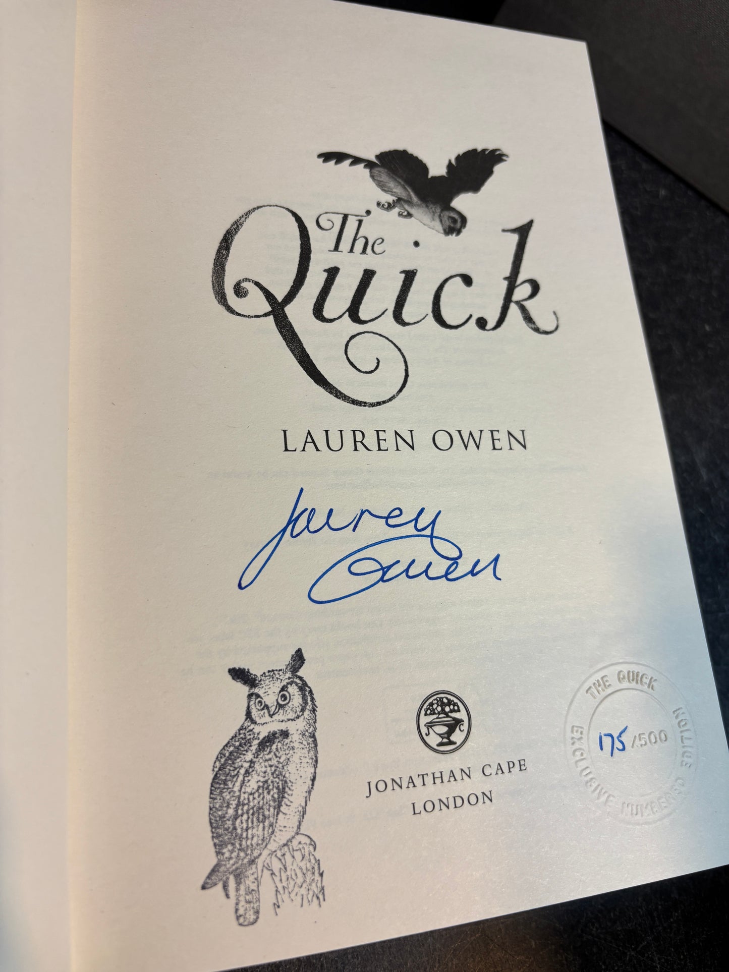 The Quick by Lauren Owen SIGNED & Numbered #175/500 1st Edition w/ Slipcase