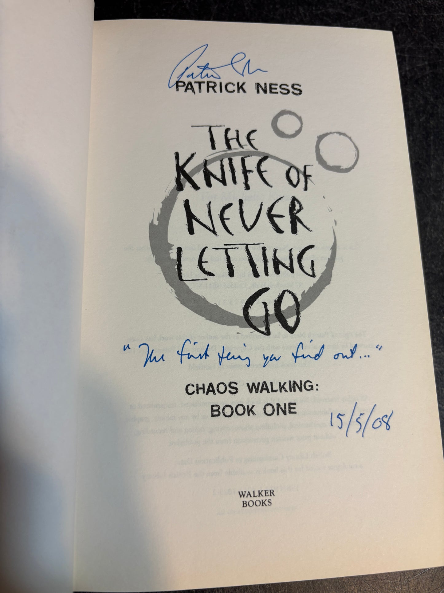 The Knife of Never Letting Go by Patrick Ness SIGNED 1st Edition UK 2008