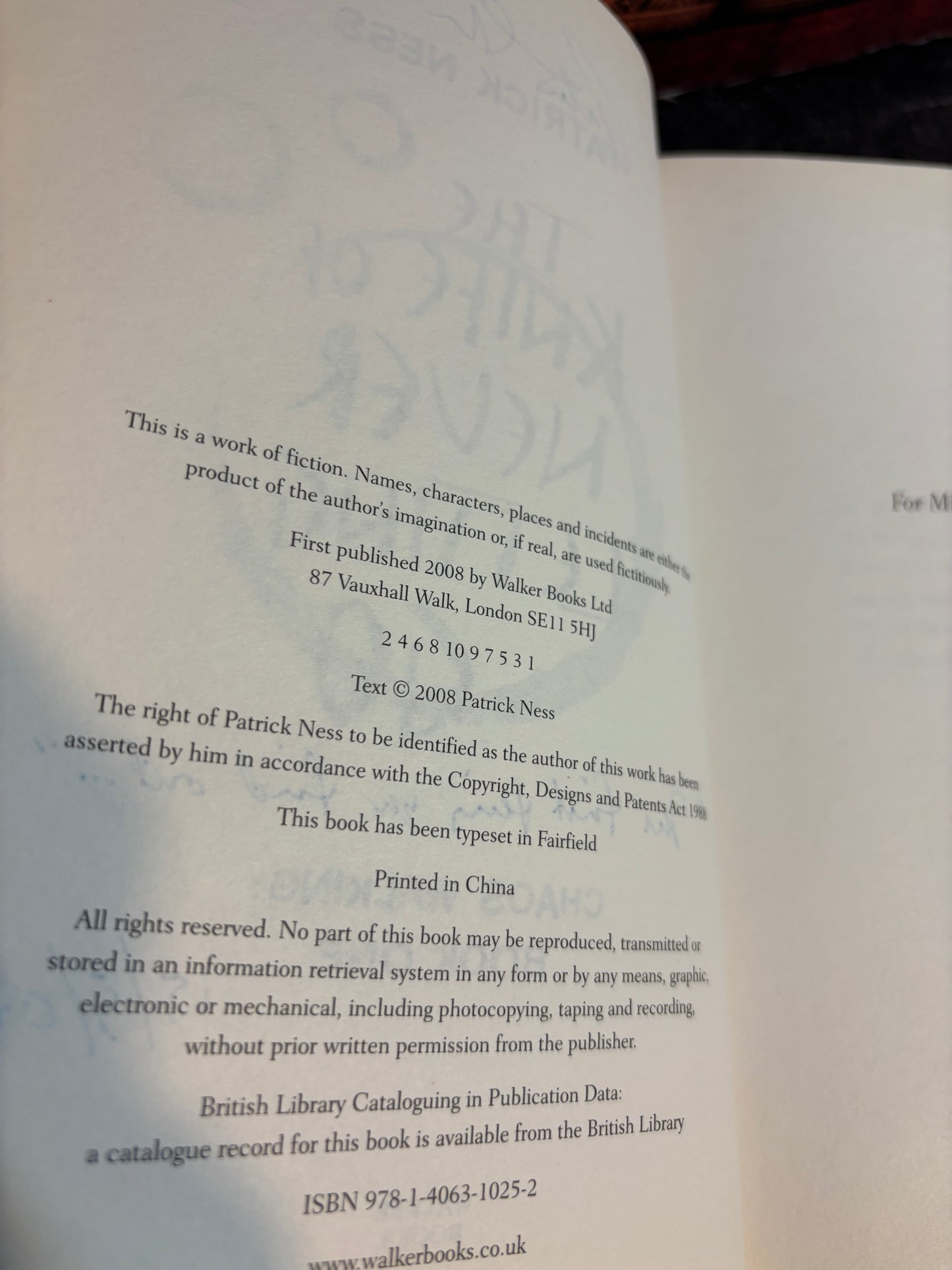 The Knife of Never Letting Go by Patrick Ness SIGNED 1st Edition UK 2008