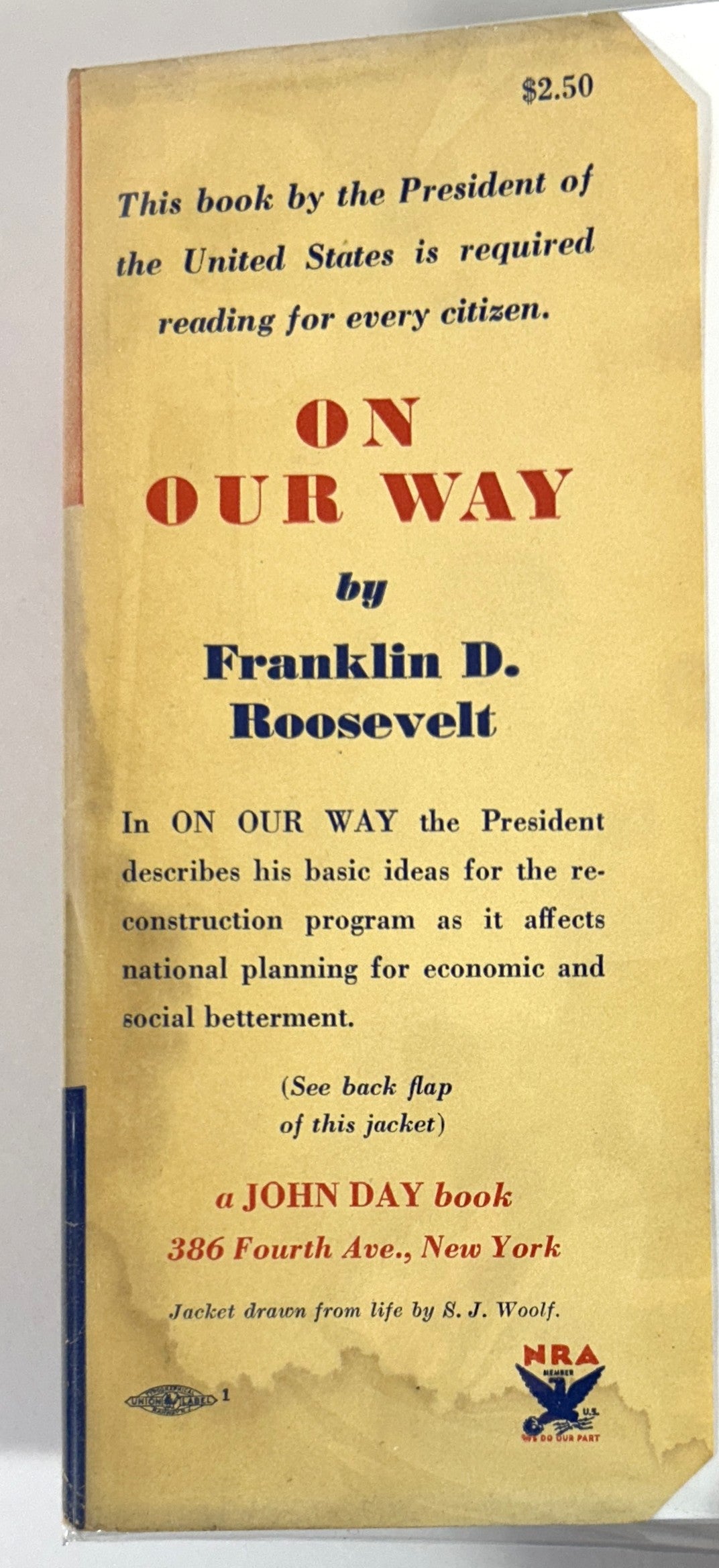 On Our Way by Franklin D. Roosevelt 1934 1st Edition w/ SIGNATURE laid in