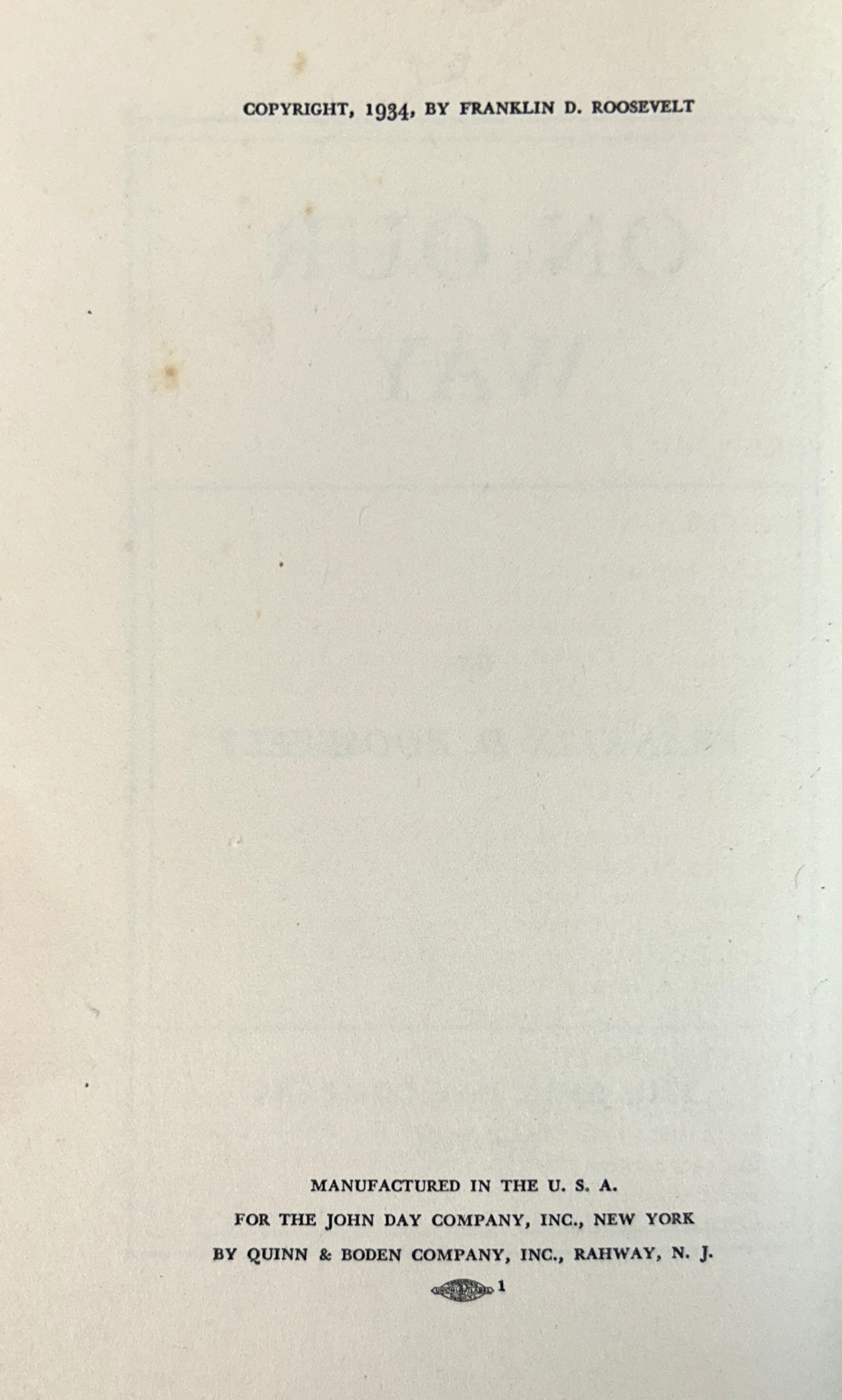 On Our Way by Franklin D. Roosevelt 1934 1st Edition w/ SIGNATURE laid in