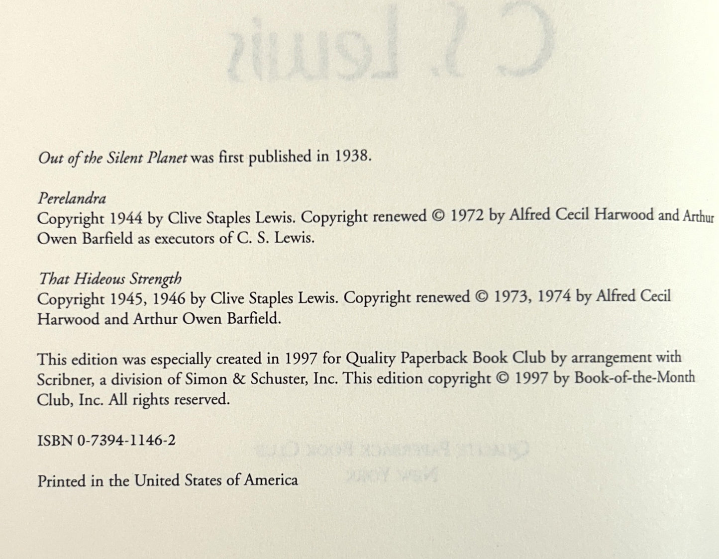 The Space Trilogy by CS Lewis 1997