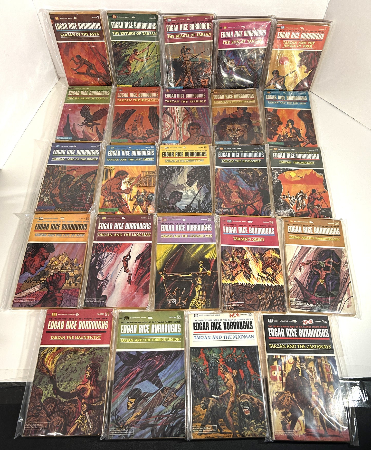 Complete 24 Volume Set of Tarzan by Edgar Rice Burroughs 1960s Ballantine Editions
