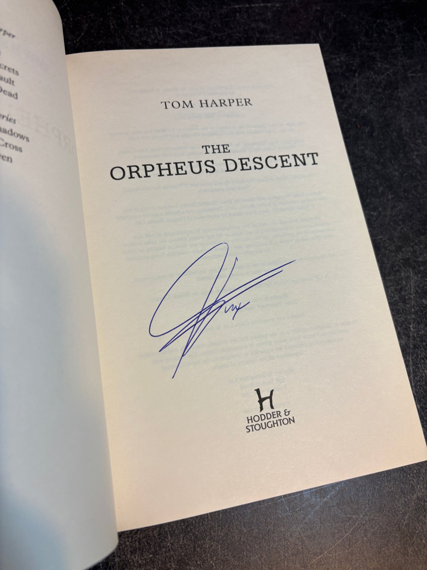 The Orpheus Descent by Tom Harper SIGNED 1st Edition 2003