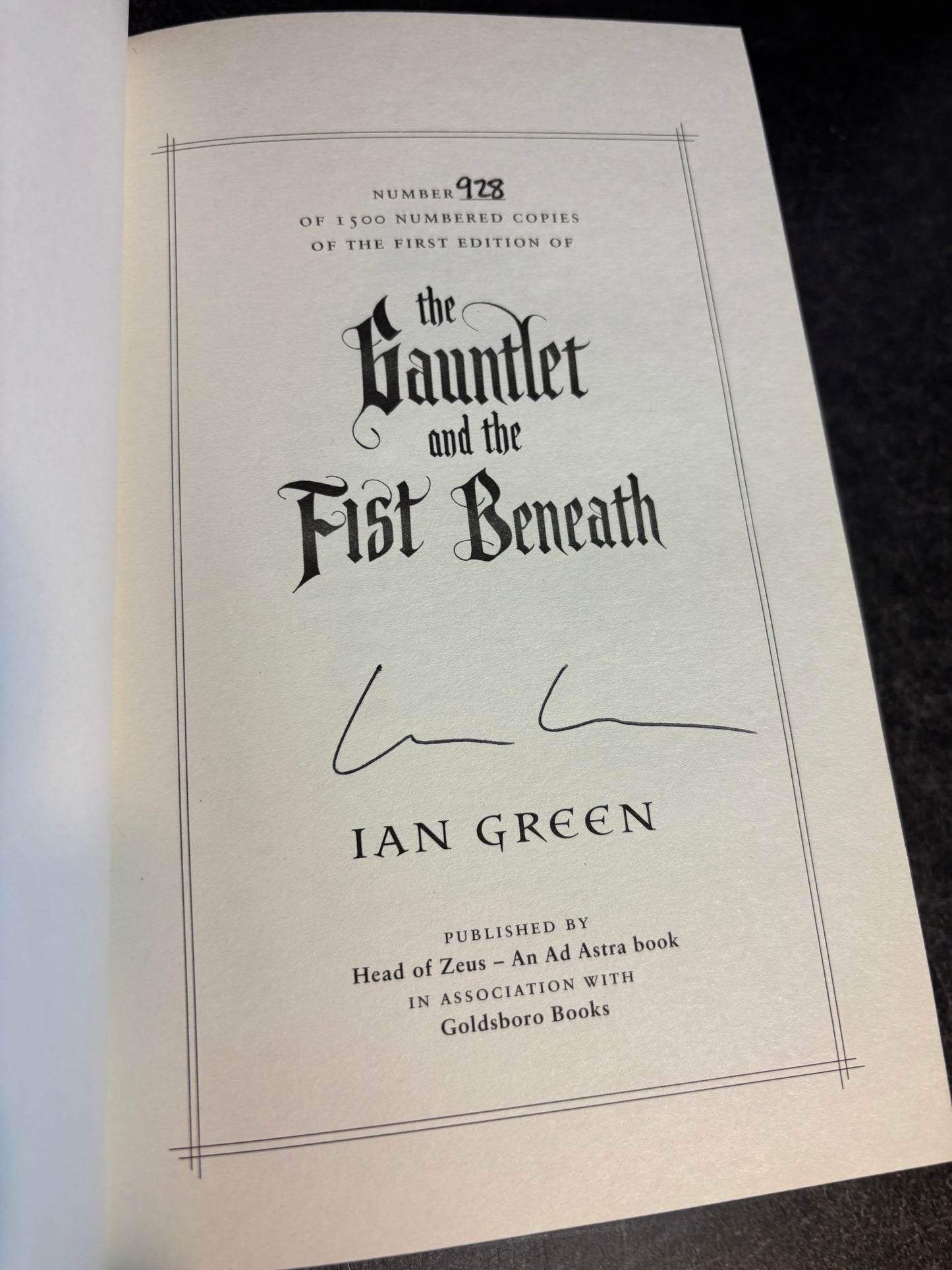 The Gauntlet and the Fist Beneath by Ian Green SIGNED Limited Edition #928/1500 w/ Sprayed Edges