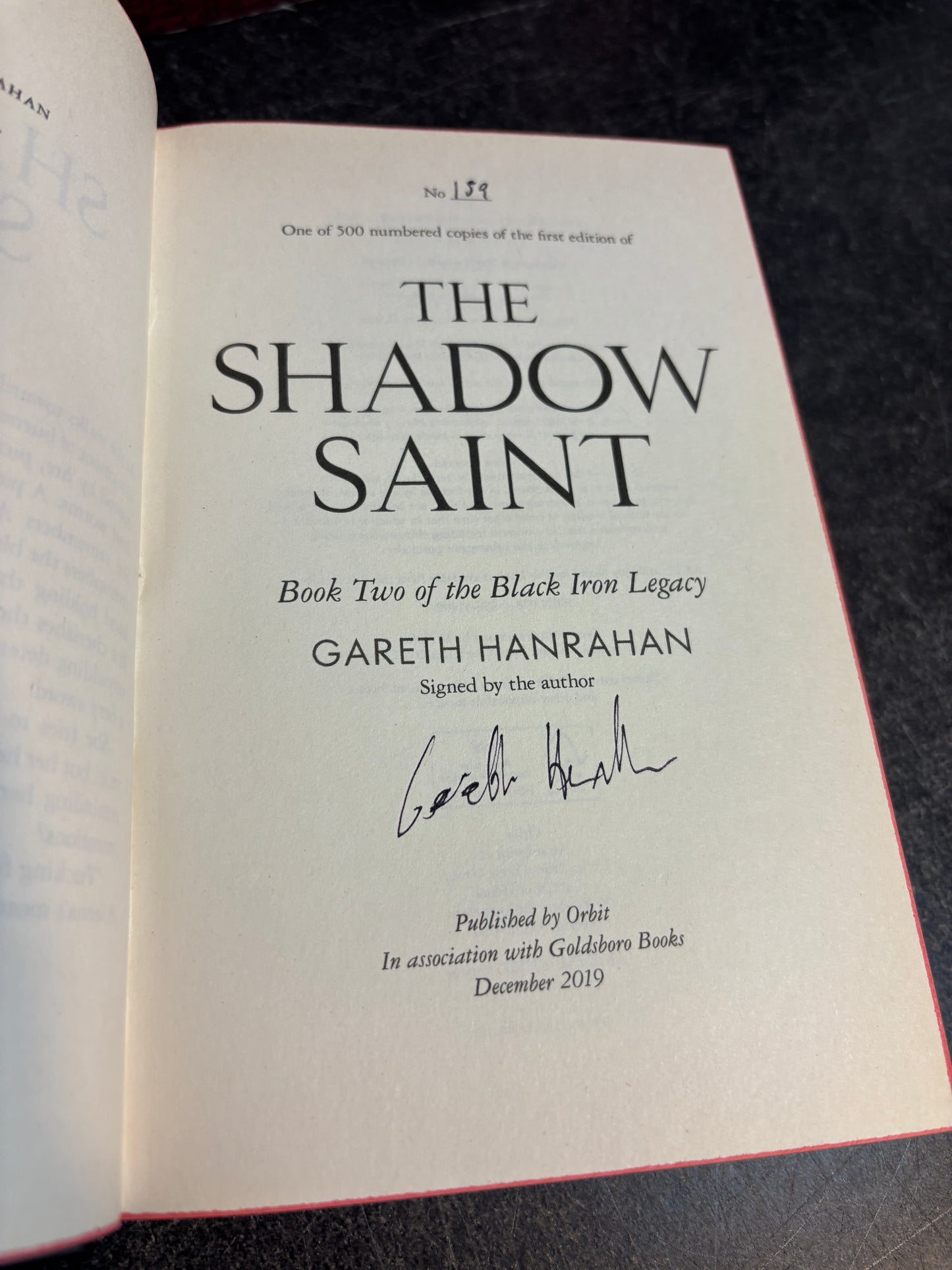 The Shadow Saint by Gareth Hanrahan SIGNED Limited Edition #159/500 Goldsboro
