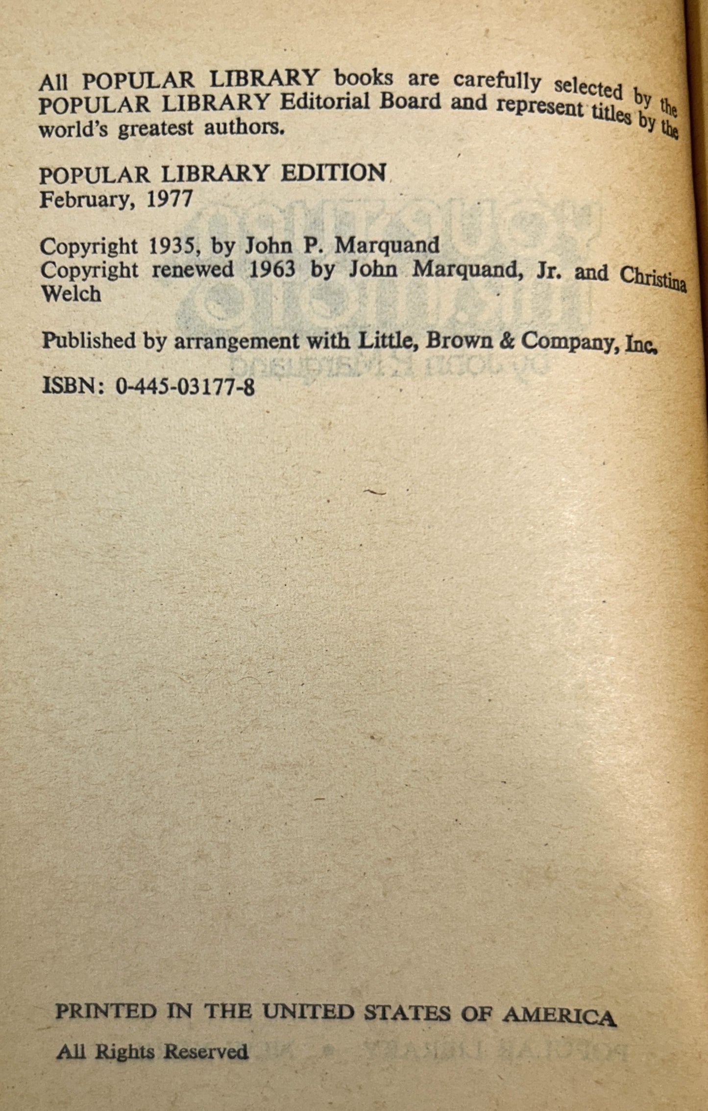 Set of 5 Mr. Moto by John P. Marquand 1977