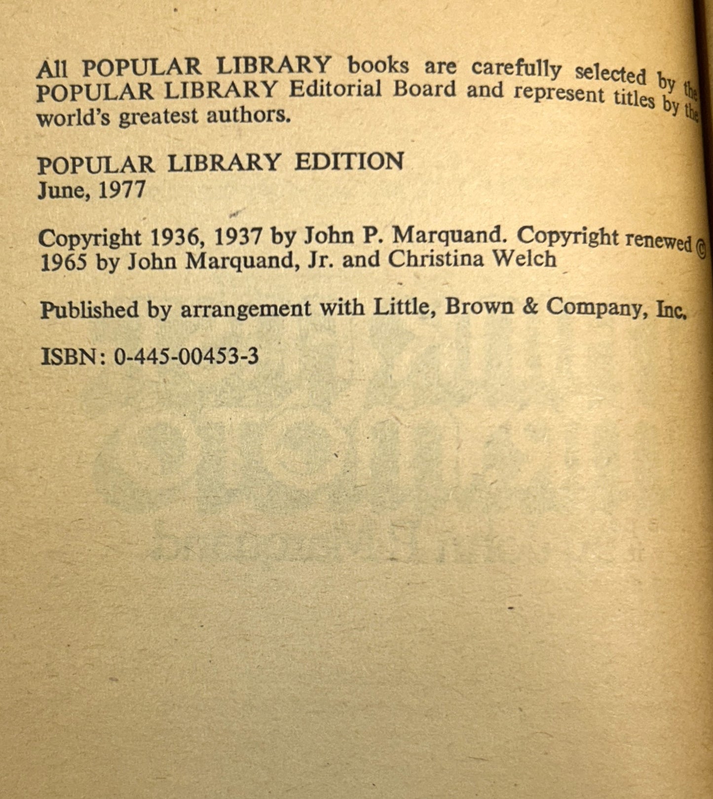 Set of 5 Mr. Moto by John P. Marquand 1977