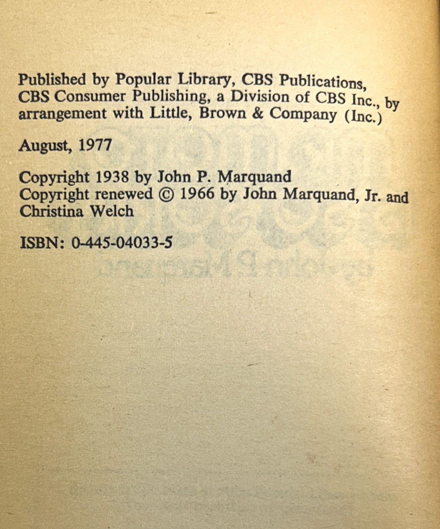 Set of 5 Mr. Moto by John P. Marquand 1977